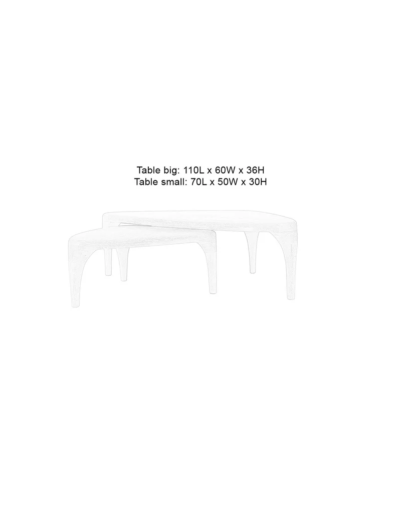Zuiver Couchtisch Isla Set of 2 – Nussbaum, Gummibaumholz, 110 × 60 × 36 cm