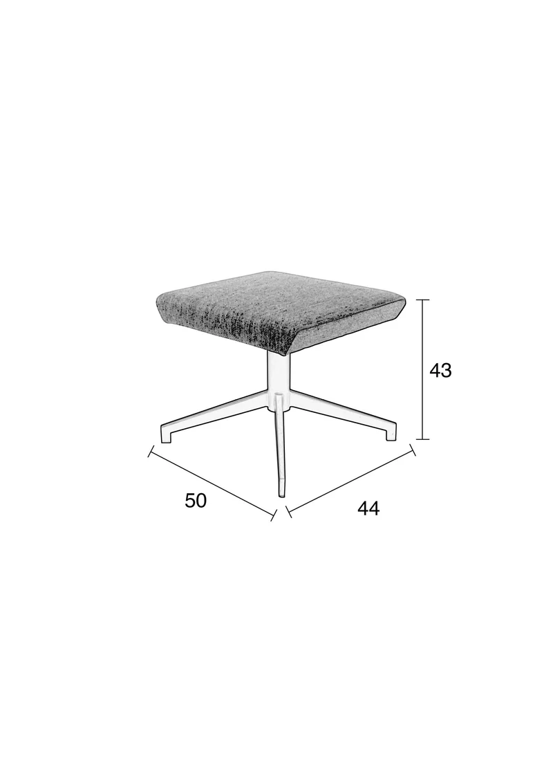 Zuiver Hocker Uncle Jesse – Grau, Stoff, 44 × 50 × 43 cm