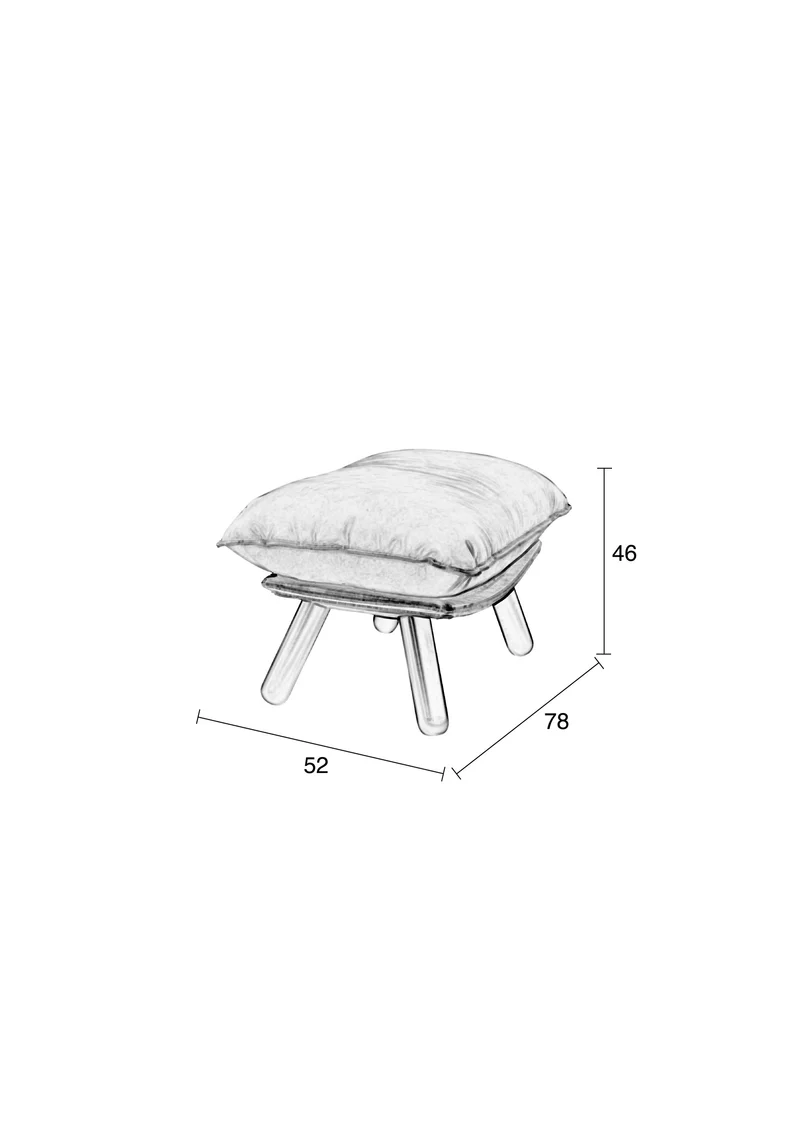 Zuiver Hocker Lazy Sack – Hellgrau, Stoff, 78 × 52 × 46 cm