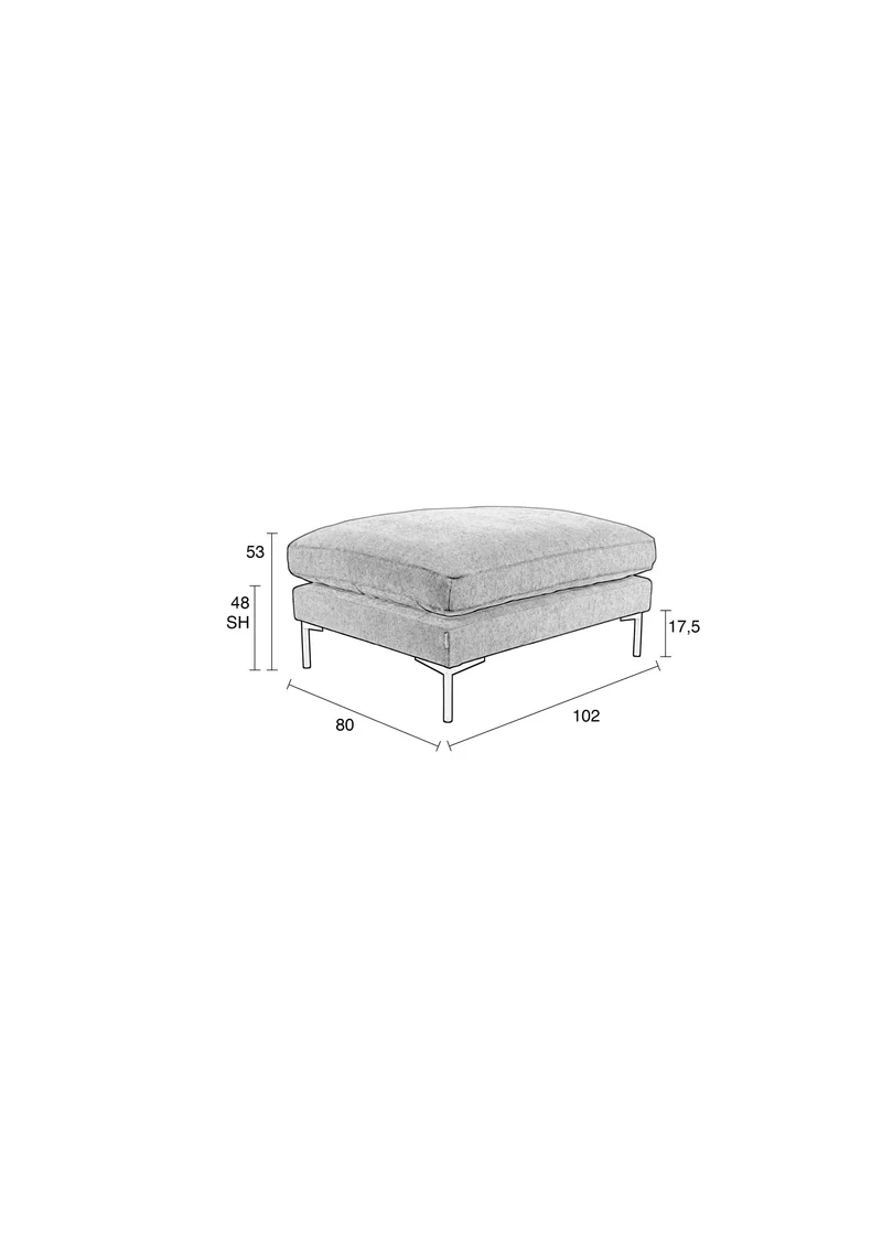 Zuiver Hocker Summer – Anthrazit, Stoff, 80 × 102 × 53 cm