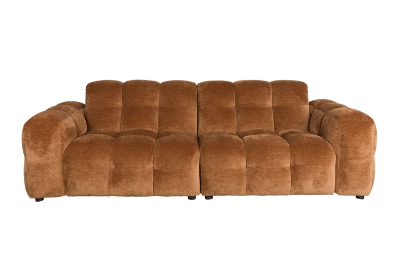 Dutchbone Sofa Hackman 3-Sitzer Velours – Cognac, Polyester, 102 × 264 × 84 cm