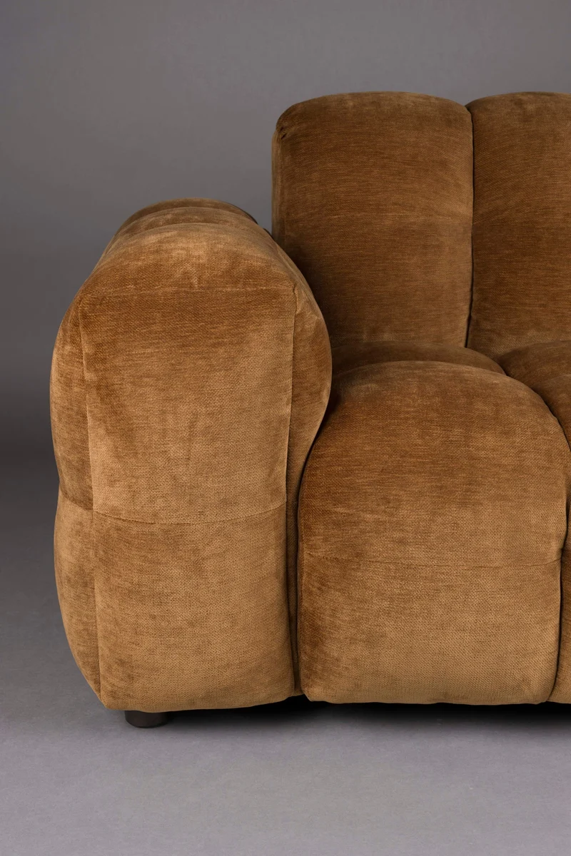 Dutchbone Sofa Hackman 3-Sitzer Velours – Cognac, Polyester, 102 × 264 × 84 cm