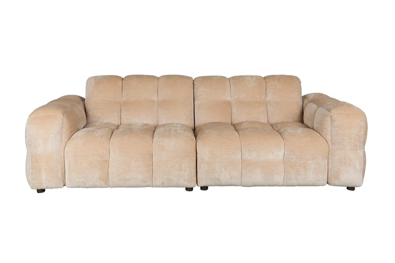 Dutchbone Sofa Hackman 3-Sitzer Velours – Beige, Polyester, 102 × 264 × 84 cm