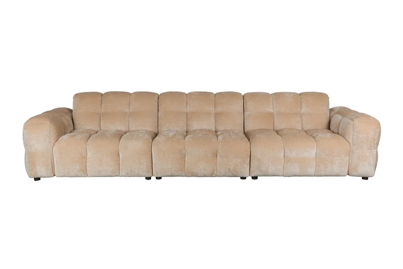 Dutchbone Sofa Hackman 4,5-Sitzer Velours – Beige, Polyester, 102 × 364 × 84 cm