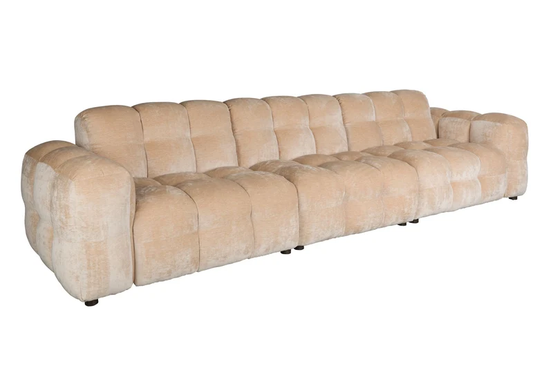 Dutchbone Sofa Hackman 4,5-Sitzer Velours – Beige, Polyester, 102 × 364 × 84 cm