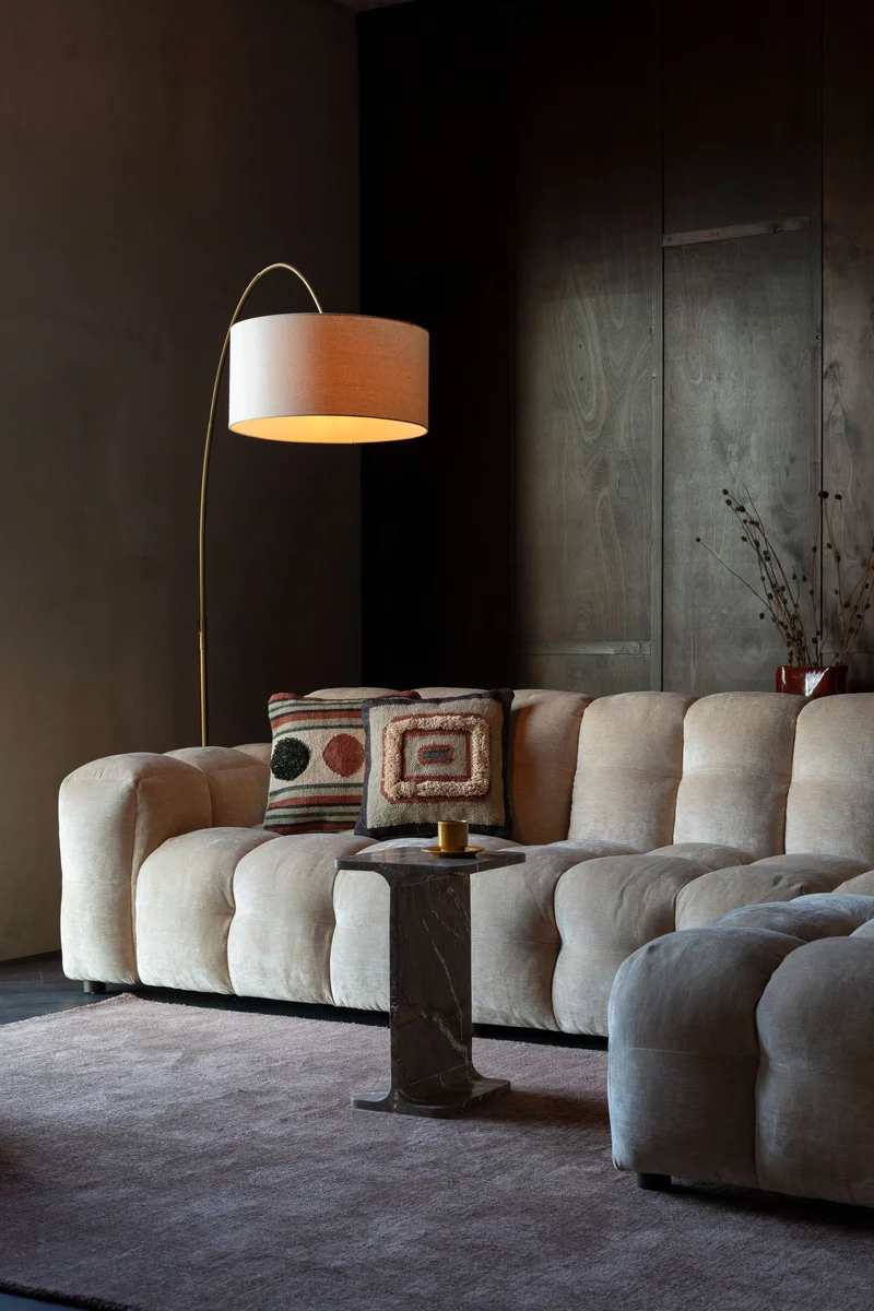 Dutchbone Sofa Hackman 4,5-Sitzer Velours – Beige, Polyester, 102 × 364 × 84 cm