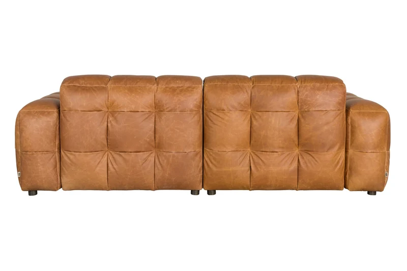 Dutchbone Sofa Hackman 3-Sitzer Leather – Cognac, Rindsleder, 102 × 264 × 84 cm