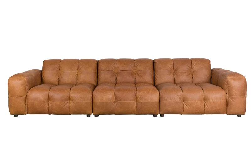 Dutchbone Sofa Hackman 4,5-Sitzer Leather – Cognac, Rindsleder, 102 × 364 × 84 cm