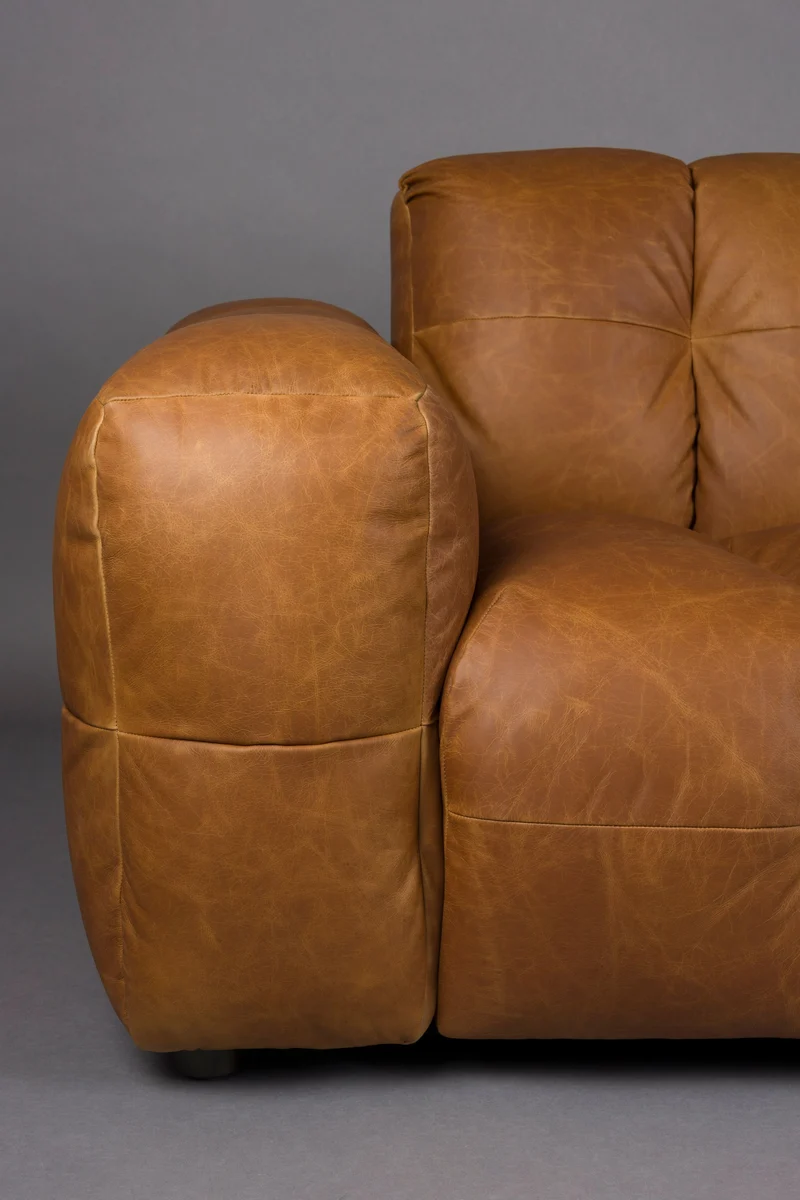 Dutchbone Sofa Hackman 4,5-Sitzer Leather – Cognac, Rindsleder, 102 × 364 × 84 cm