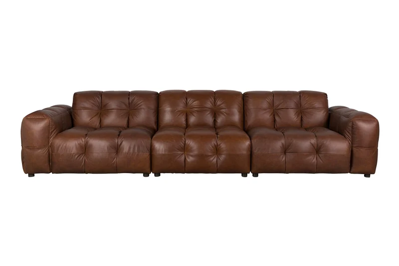Dutchbone Sofa Hackman 4,5-Sitzer Leather Chocolate – Braun, Rindsleder, 102 × 364 × 84 cm