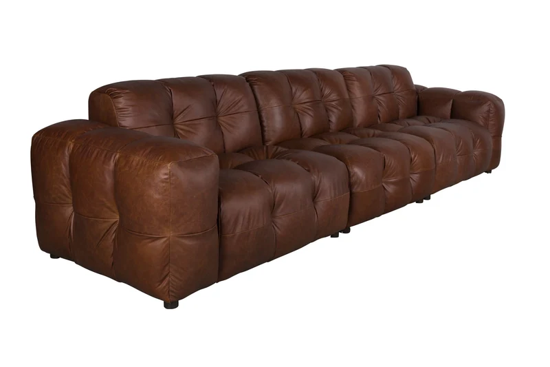 Dutchbone Sofa Hackman 4,5-Sitzer Leather Chocolate – Braun, Rindsleder, 102 × 364 × 84 cm