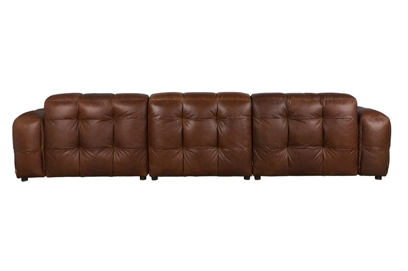 Dutchbone Sofa Hackman 4,5-Sitzer Leather Chocolate – Braun, Rindsleder, 102 × 364 × 84 cm