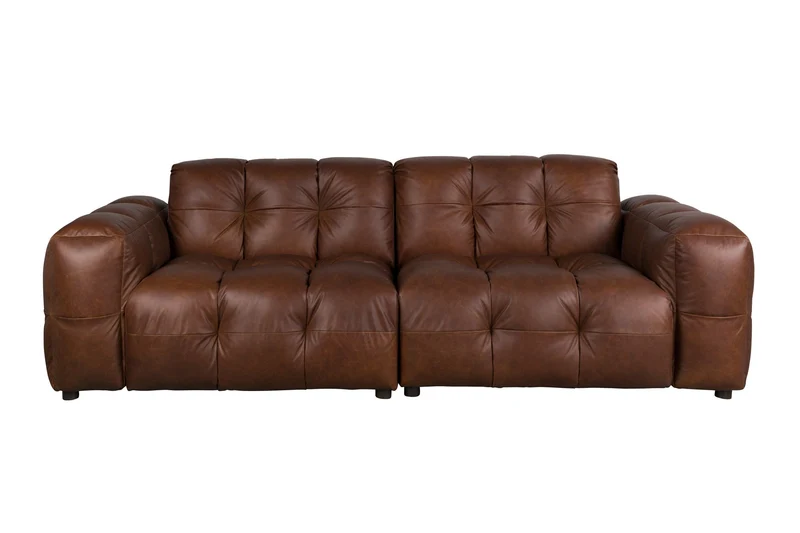 Dutchbone Sofa Hackman 3-Sitzer Leather Chocolate – Braun, Rindsleder, 102 × 264 × 84 cm