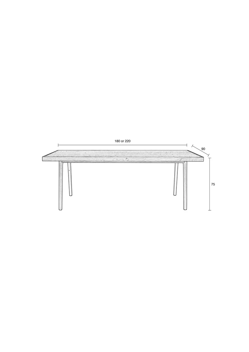 Zuiver Esstisch Harvest 180 × 90 cm – Schwarz, Holz