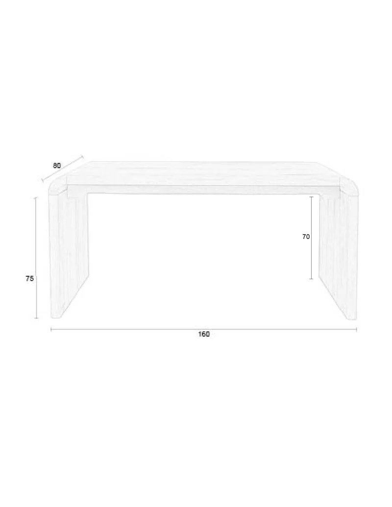 Zuiver Esstisch Brave – Natur, Eichenfurnier, 160 × 80 × 75 cm