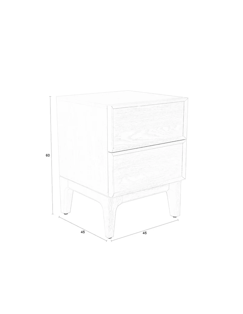 Zuiver Beistelltisch Bedstand June – Beige, Massives Eichenholz, 45 × 45 × 60 cm