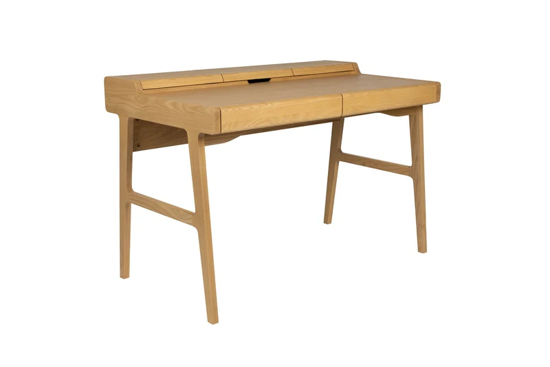Zuiver Schreibtisch Kaat – Natur, Gummibaumholz, 70 × 120 × 81 cm
