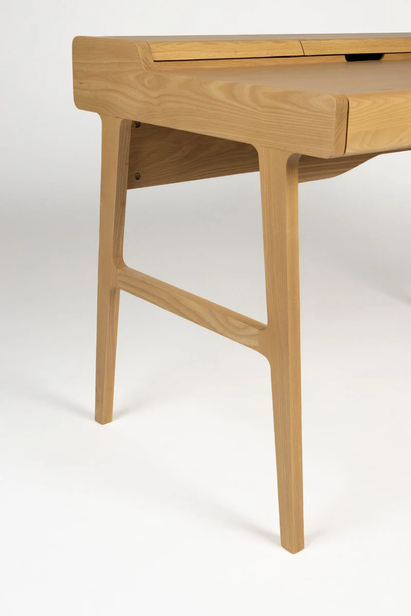 Zuiver Schreibtisch Kaat – Natur, Gummibaumholz, 70 × 120 × 81 cm