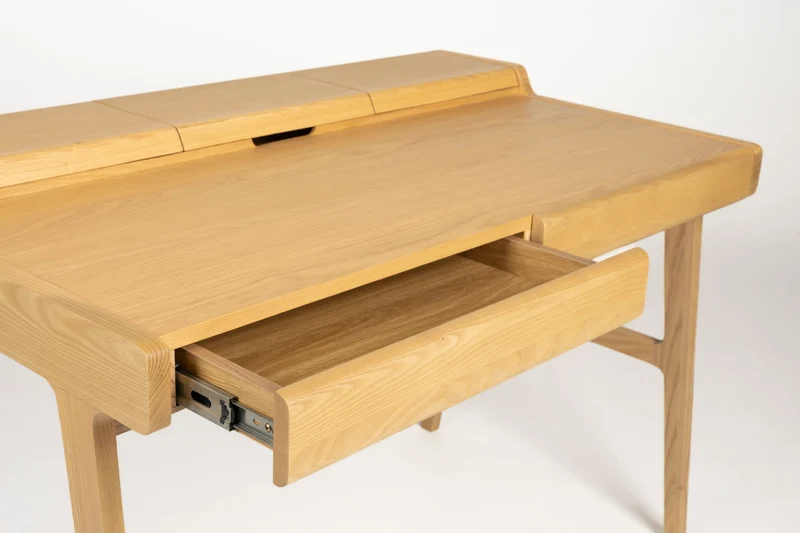 Zuiver Schreibtisch Kaat – Natur, Gummibaumholz, 70 × 120 × 81 cm
