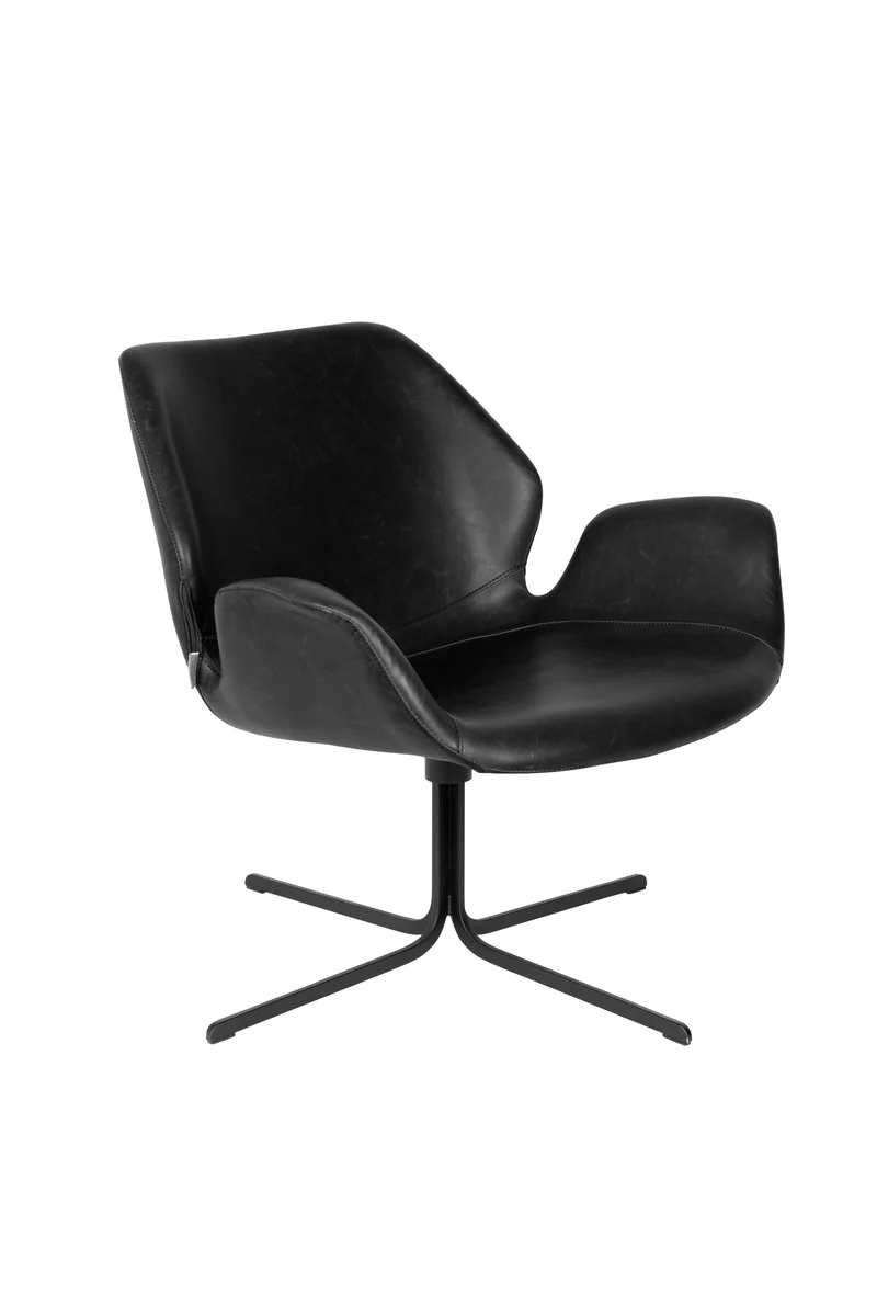 Zuiver Loungesessel Nikki All – Schwarz, PU-Kunstleder, 75 × 79 × 78 cm