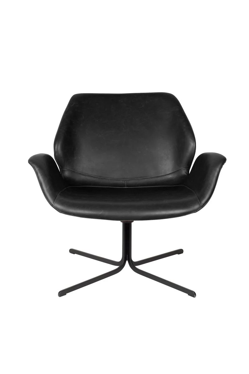 Zuiver Loungesessel Nikki All – Schwarz, PU-Kunstleder, 75 × 79 × 78 cm