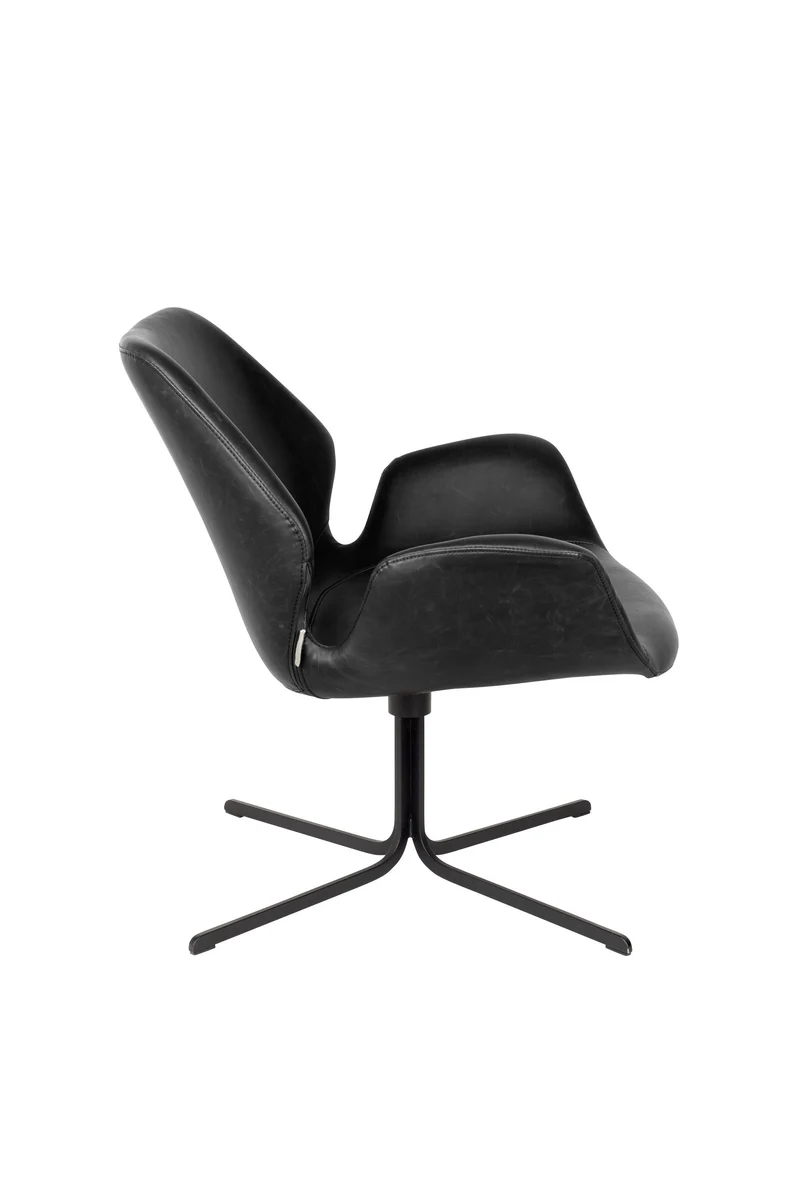 Zuiver Loungesessel Nikki All – Schwarz, PU-Kunstleder, 75 × 79 × 78 cm