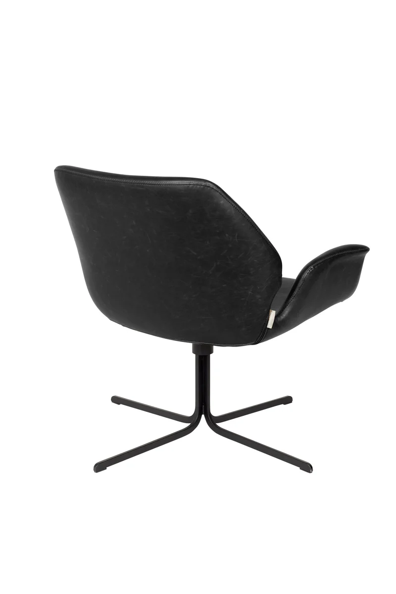 Zuiver Loungesessel Nikki All – Schwarz, PU-Kunstleder, 75 × 79 × 78 cm