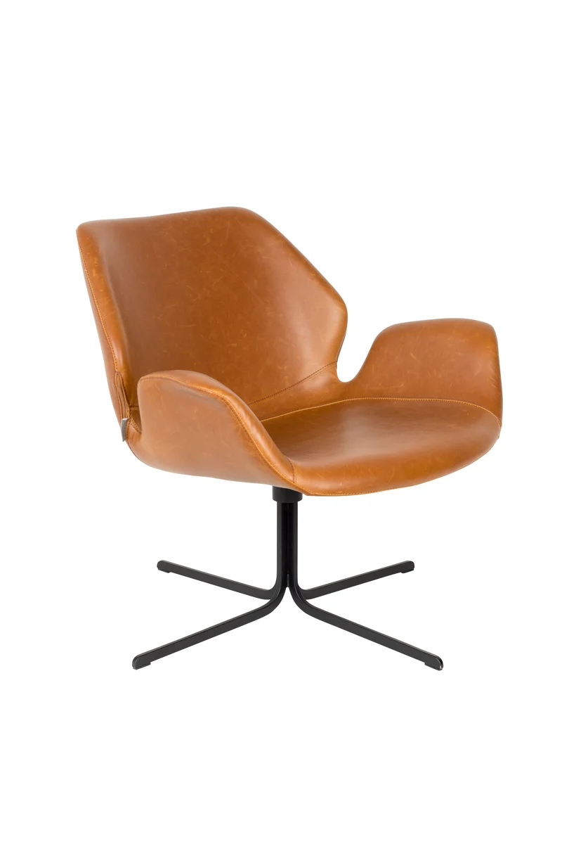 Zuiver Loungesessel Nikki All – Braun, PU-Kunstleder, 75 × 79 × 78 cm