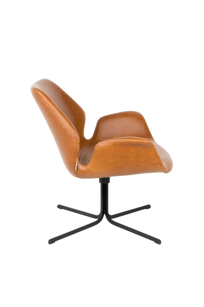 Zuiver Loungesessel Nikki All – Braun, PU-Kunstleder, 75 × 79 × 78 cm