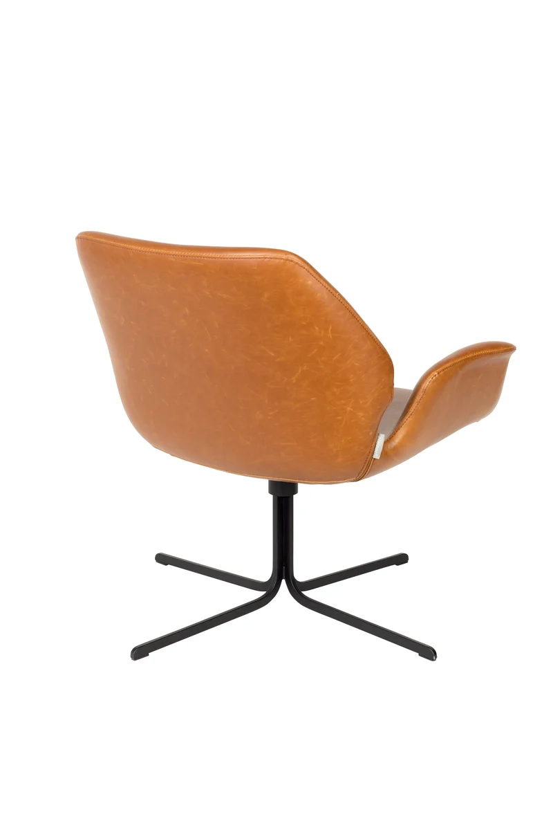 Zuiver Loungesessel Nikki All – Braun, PU-Kunstleder, 75 × 79 × 78 cm