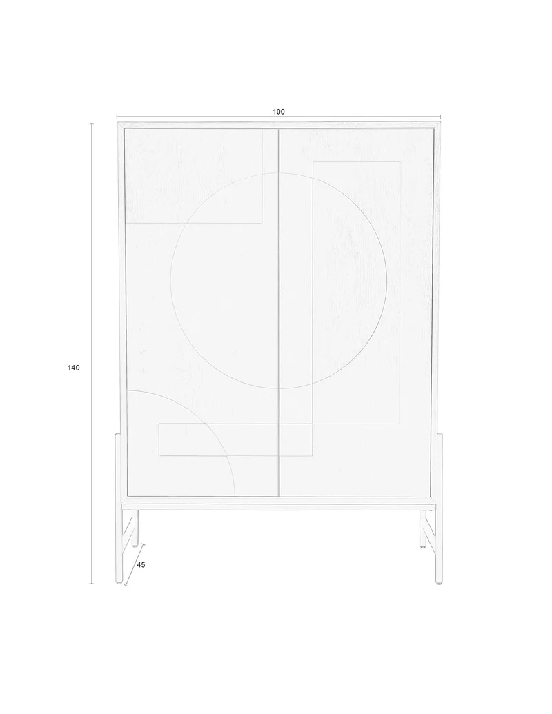Zuiver Schrank Faces – Beige, Eichenfurnier, 45 × 100 × 140 cm