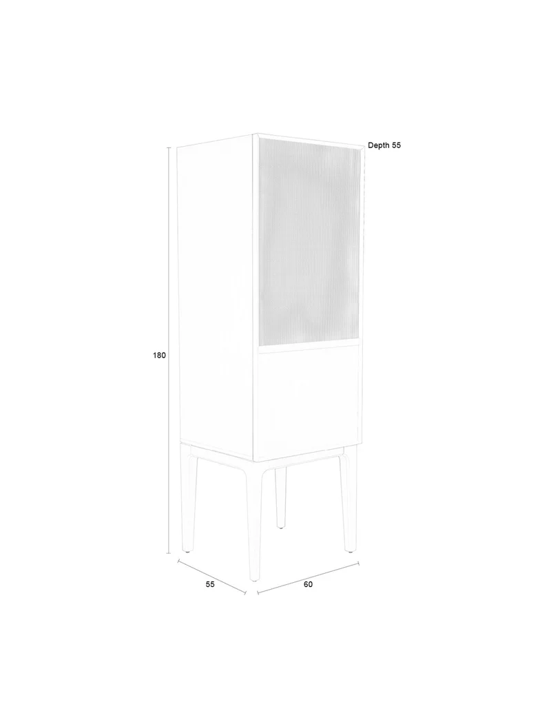 Zuiver Schrank June 1 Door – Beige, Massives Eichenholz, 55 × 60 × 180 cm