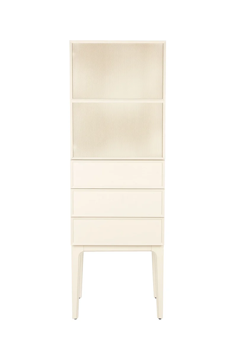 Zuiver Schrank June 1 Door - 3 Drawers – Beige, Massives Eichenholz, 45 × 60 × 180 cm