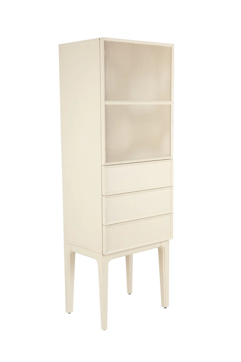 Zuiver Schrank June 1 Door - 3 Drawers – Beige, Massives Eichenholz, 45 × 60 × 180 cm