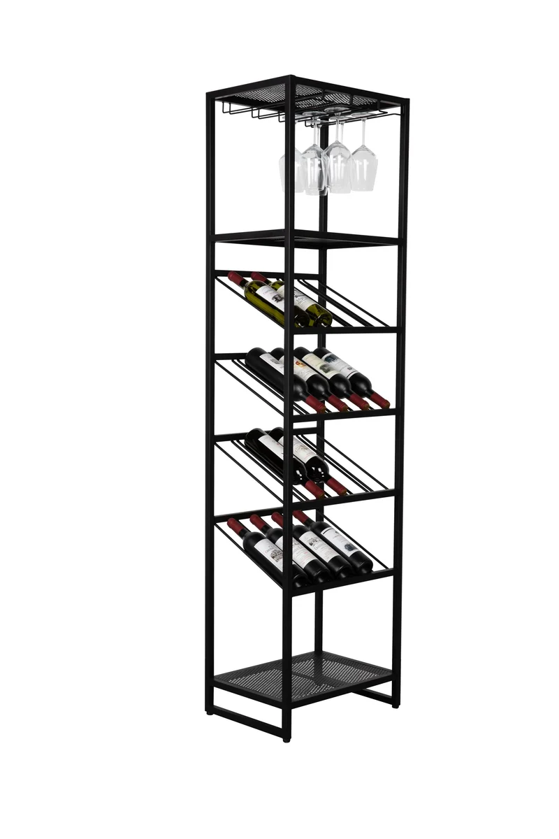 Zuiver Weinregal Cantor S – Schwarz, Eisen, 35 × 48 × 180 cm