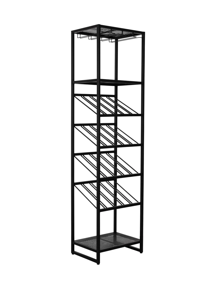 Zuiver Weinregal Cantor S – Schwarz, Eisen, 35 × 48 × 180 cm