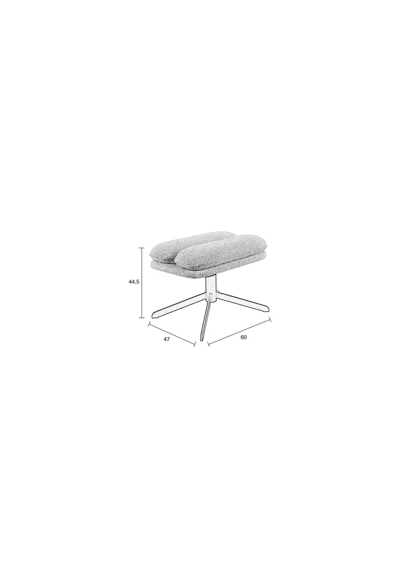 Zuiver Hocker Tyler – Weiß, Stoff, 47 × 60 × 44,5 cm