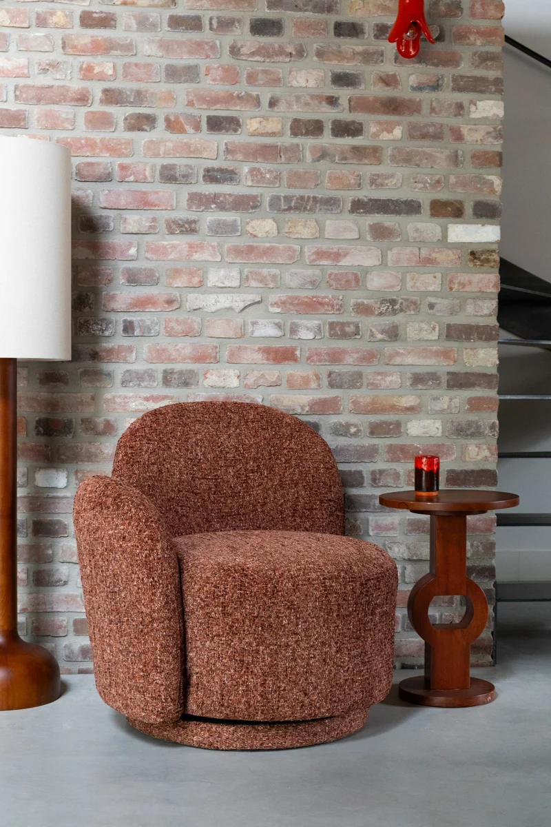 Dutchbone Loungesessel Rose Bordeaux – Rot, Polyester, 74 × 76 × 76 cm