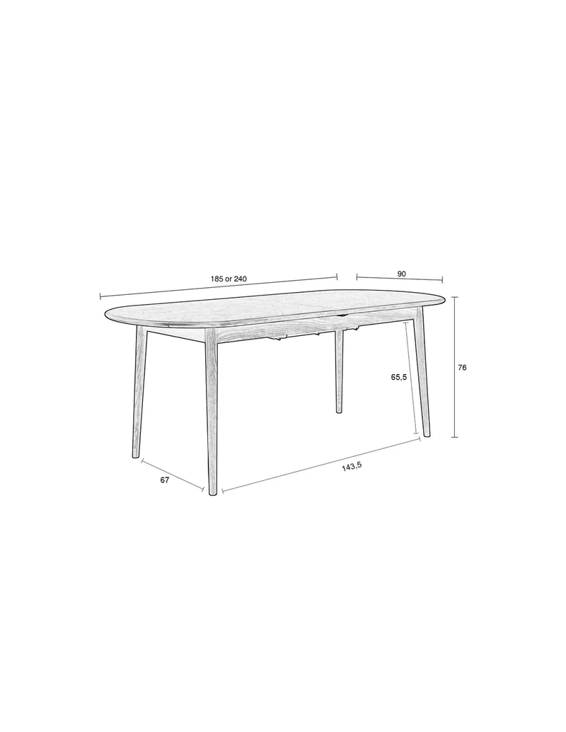 Zuiver Esstisch Twist Oval – Nussbaum, 240 × 90 × 76 cm