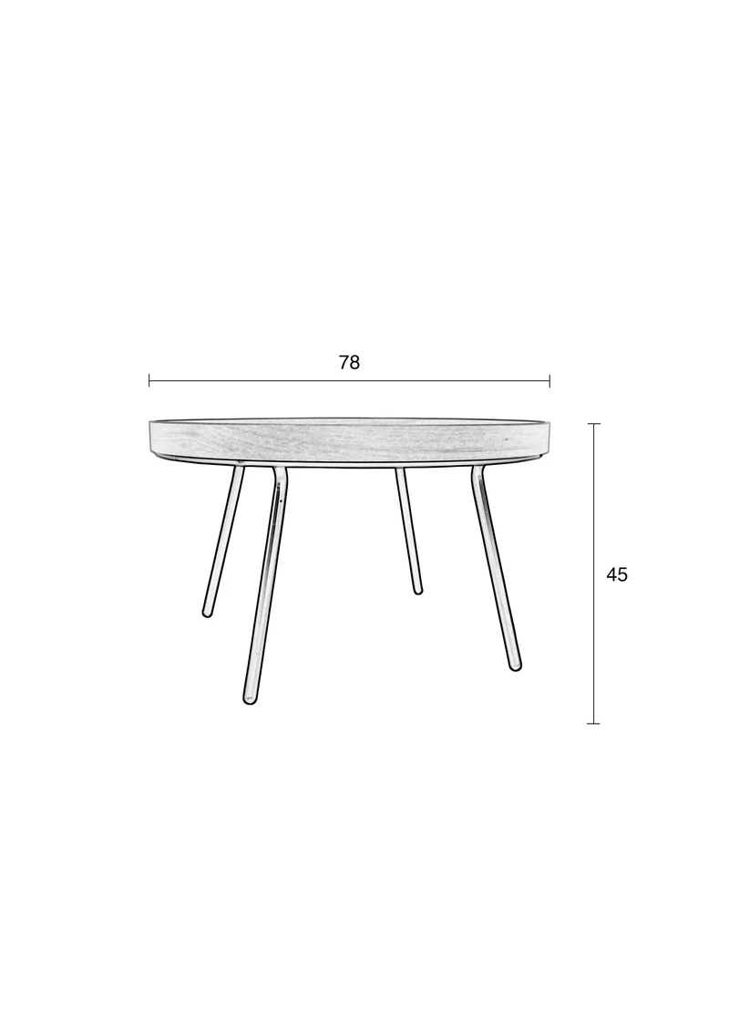 Zuiver Couchtisch Oak Tray – Massives Eichenholz, 78 × 78 × 45 cm