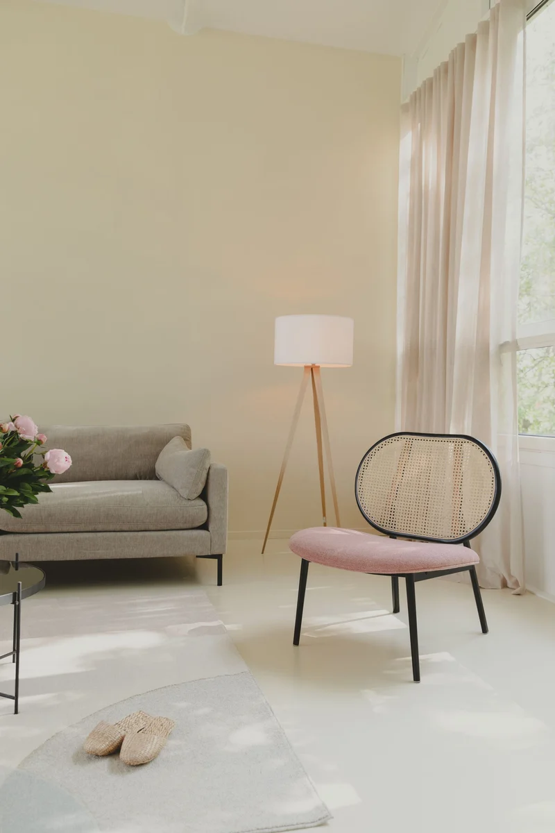 Zuiver Loungesessel Spike Natural – Pink, Stoff, 70 × 78,6 × 84,1 cm