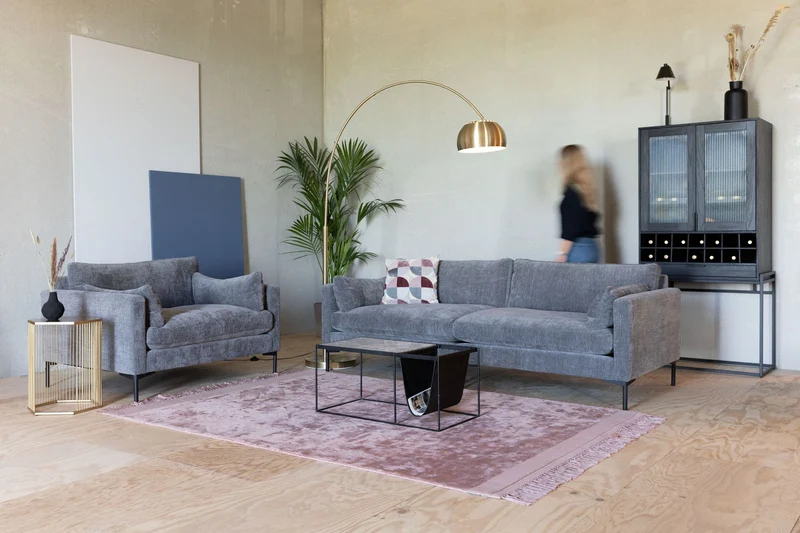 Zuiver Loveseat Summer – Anthrazit, Stoff, 101 × 125 × 82 cm