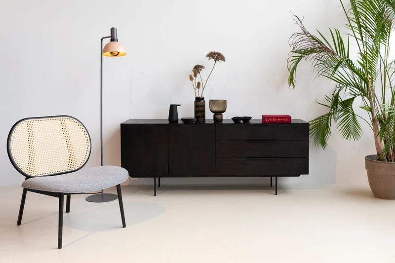 Zuiver Sideboard Travis Black – Eiche, 45 × 180 × 70,5 cm