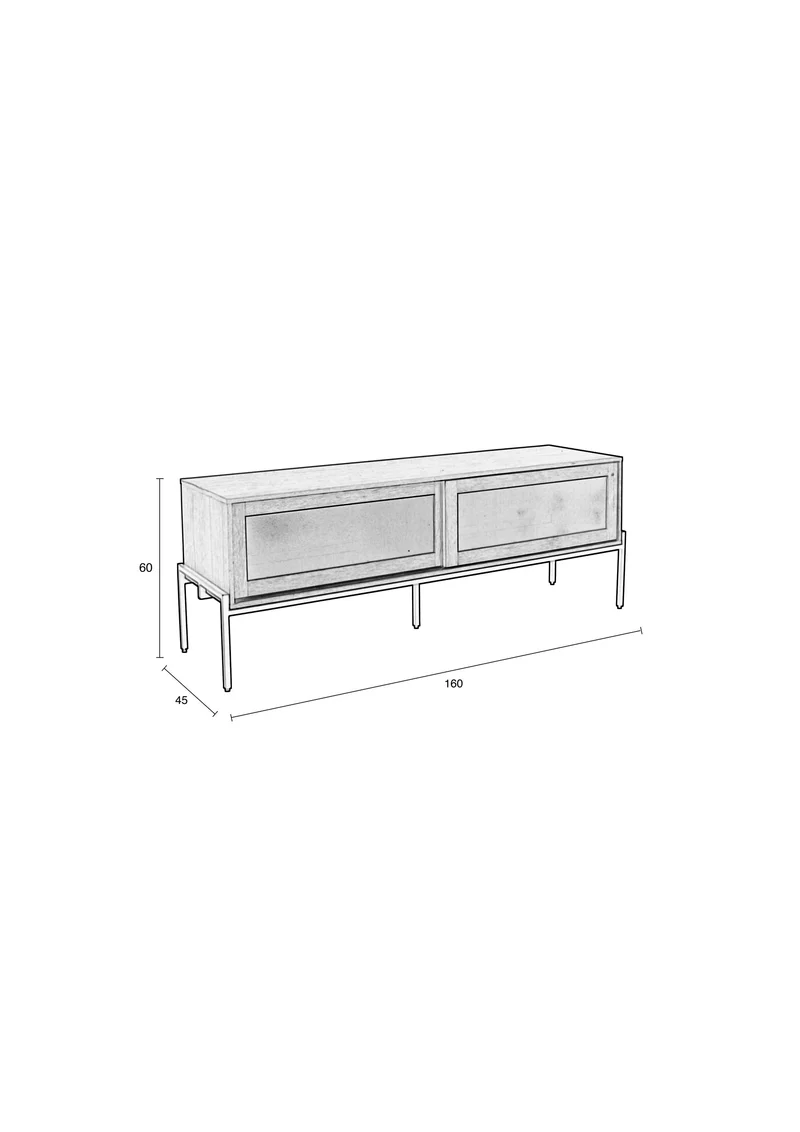 Zuiver Sideboard Hardy Black – Eiche, 45 × 160 × 60 cm