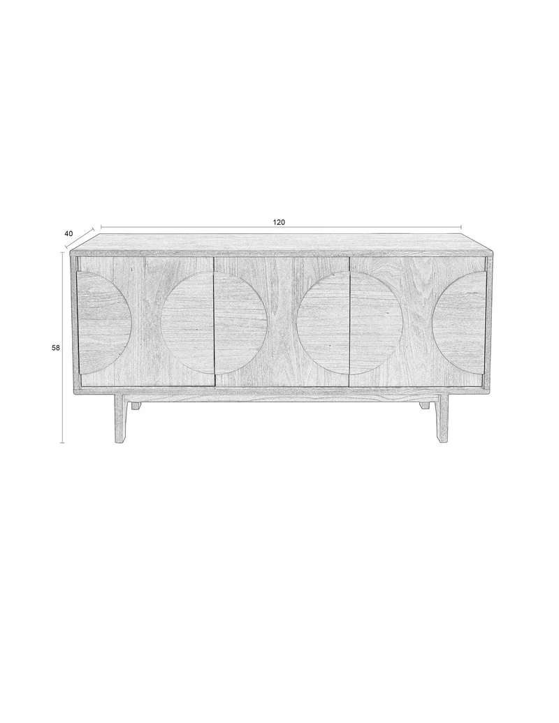 Zuiver Sideboard Groove 3 Doors Natural – Eiche, 40 × 120 × 58 cm