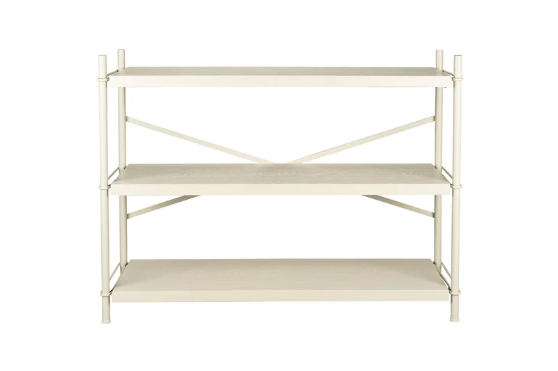 Dutchbone Regal Iron Beige Low – Gummibaumholz, 40 × 126 × 96 cm