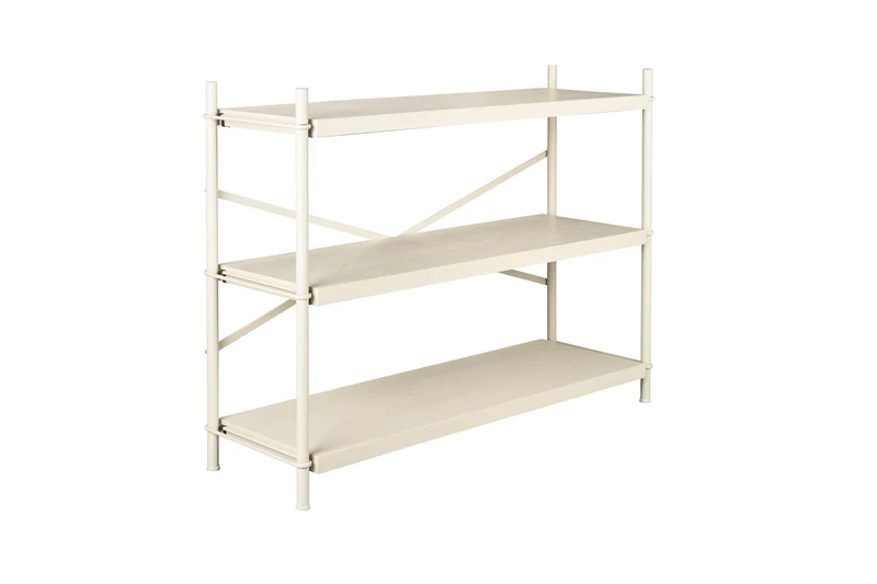Dutchbone Regal Iron Beige Low – Gummibaumholz, 40 × 126 × 96 cm