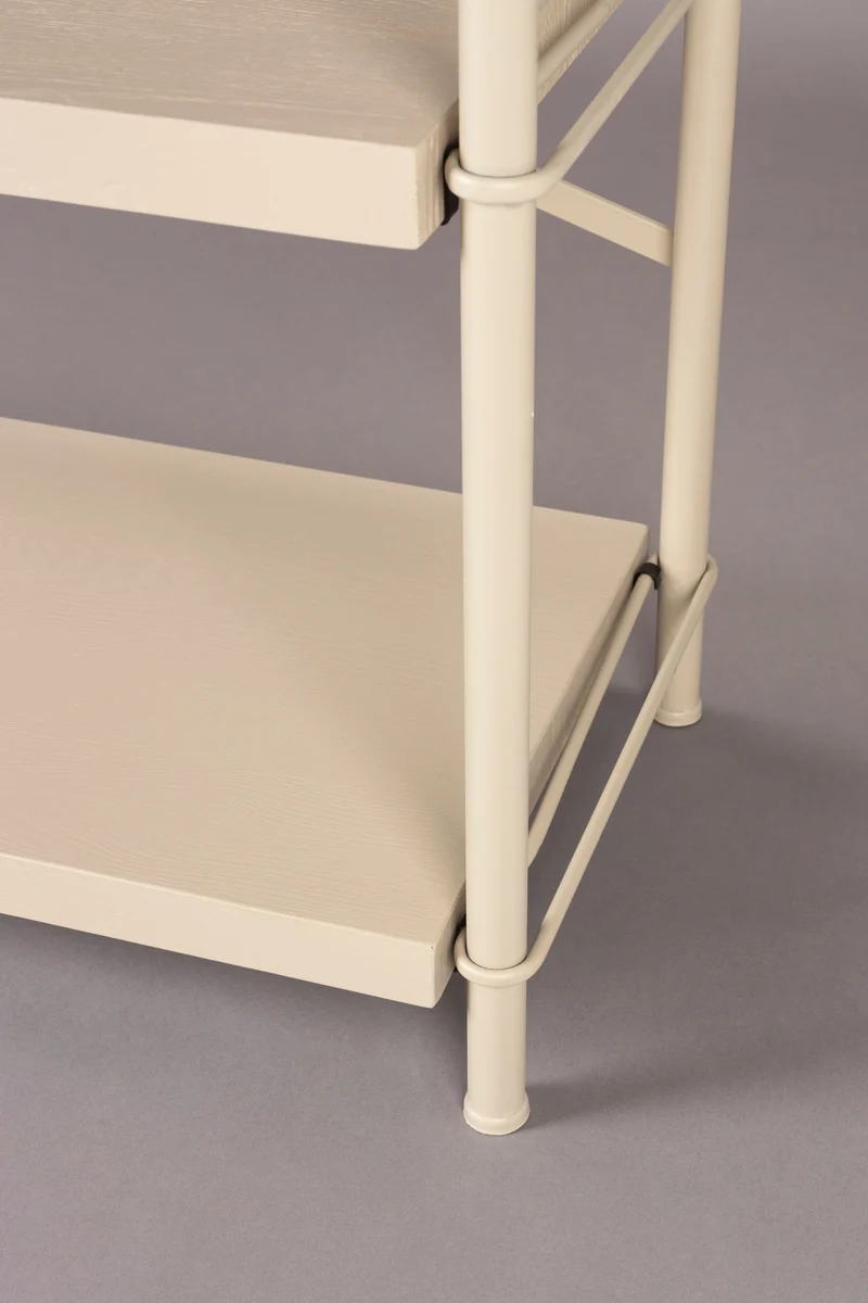 Dutchbone Regal Iron Beige Low – Gummibaumholz, 40 × 126 × 96 cm