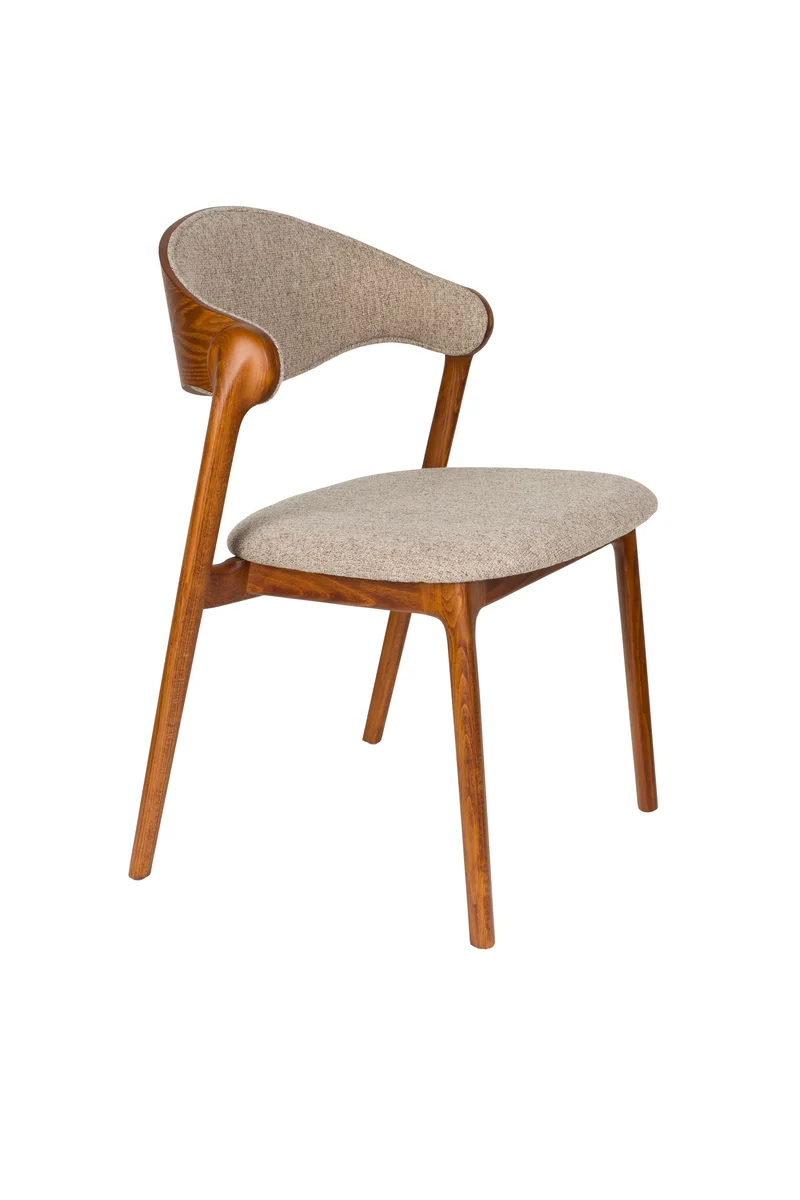 Dutchbone Stuhl Babington – Nussbaum, Massives Buchenholz, 56,5 × 58 × 80,5 cm, 2er-Set