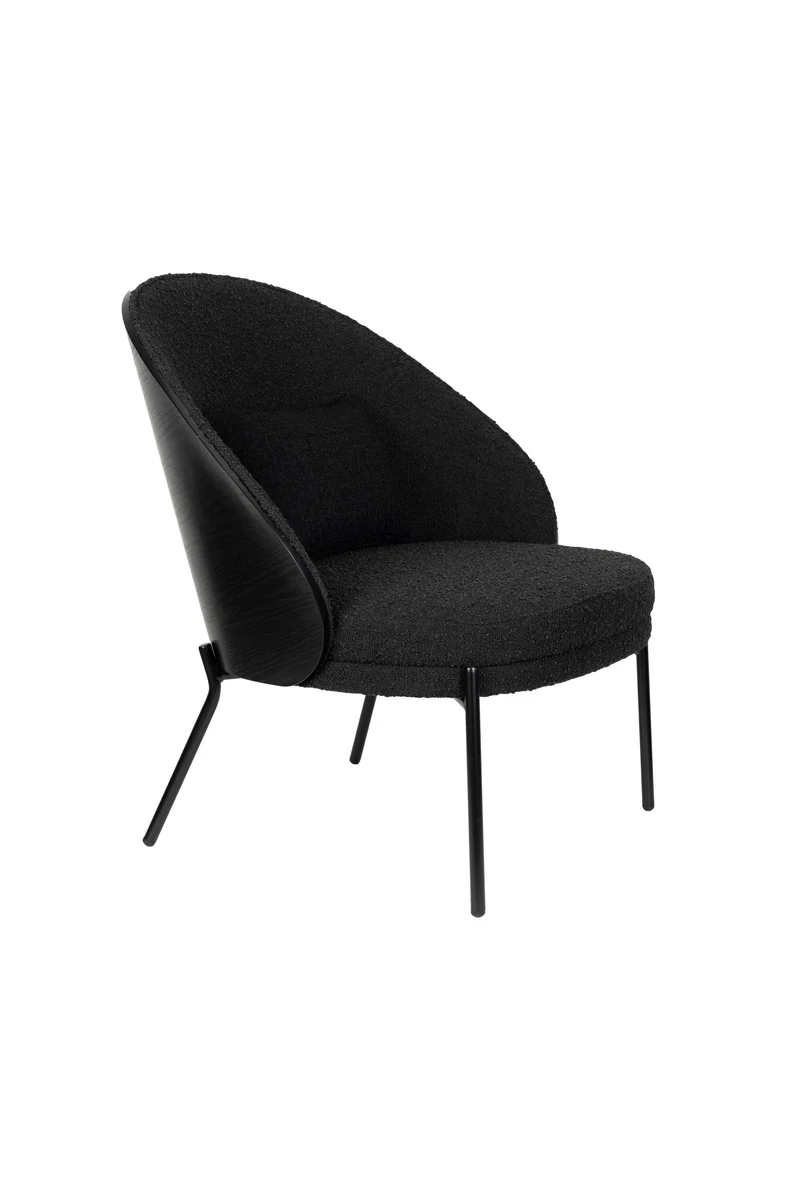 Dutchbone Loungesessel Rodin Bouclé – Schwarz, 72 × 77,5 × 82 cm